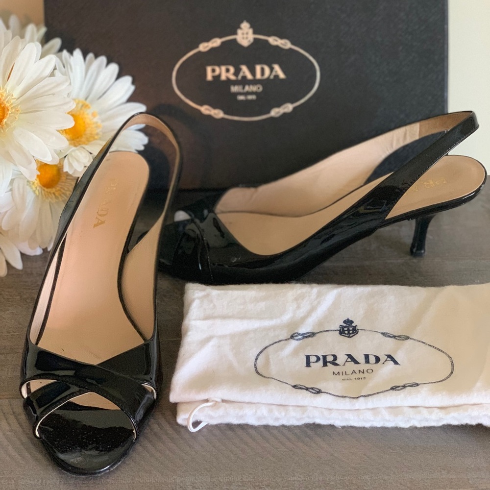Prada Patent Leather open toe heels